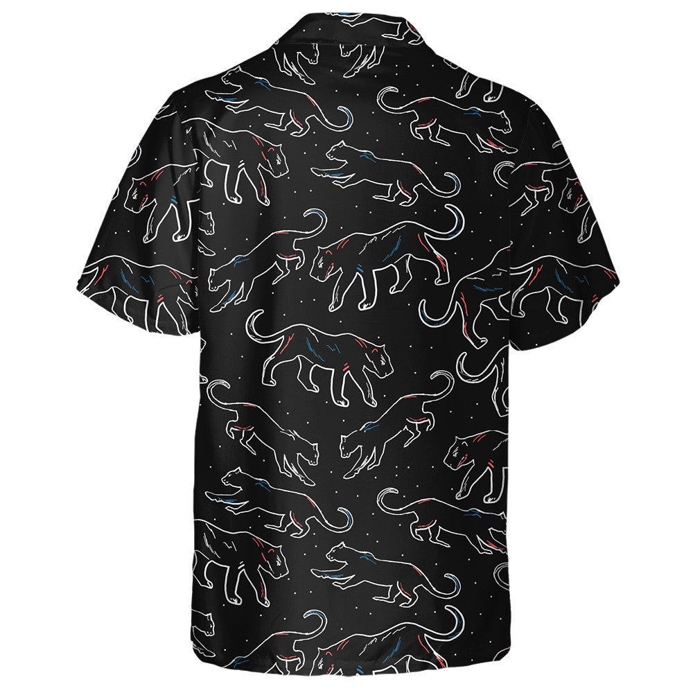 Trendy Animal Fashionable Wild Leopard Black Background Hawaiian Shirt, Hawaiian Shirt Gift, Christmas Gift