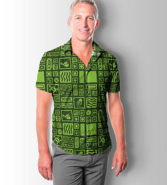 Classic Green Polynesian Hawaiian Art Hawaiian Shirt, Hawaiian For Gift