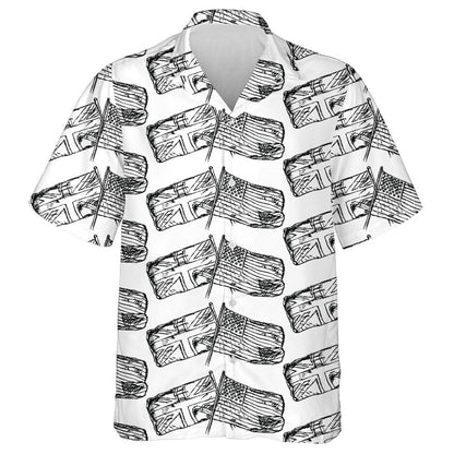 Awesome Sketch UK And USA Flags On White Background Hawaiian Shirt, Hawaiian Shirt Gift, Christmas Gift