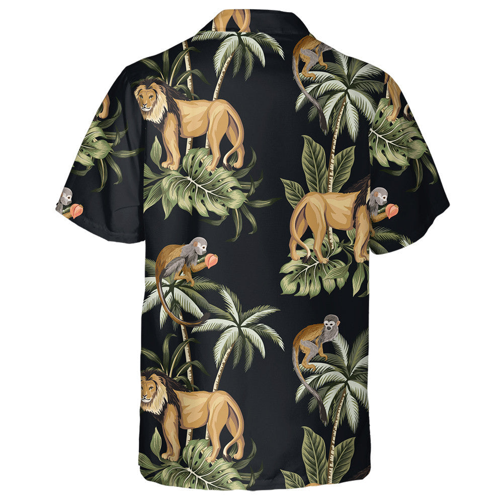 Vintage Palm Tree Lion Monkey Animal Floral Hawaiian Shirt, Hawaiian Shirt Gift, Christmas Gift