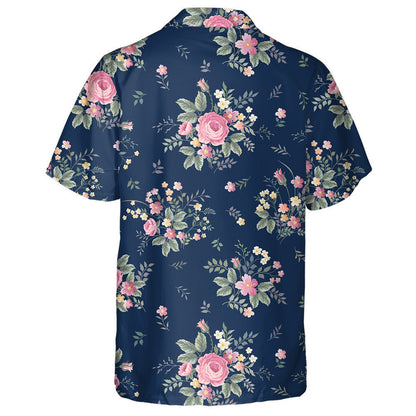 Pretty Rose Bouquet On Dark Blue Background Design Hawaiian Shirt, Hawaiian Shirt Gift, Christmas Gift