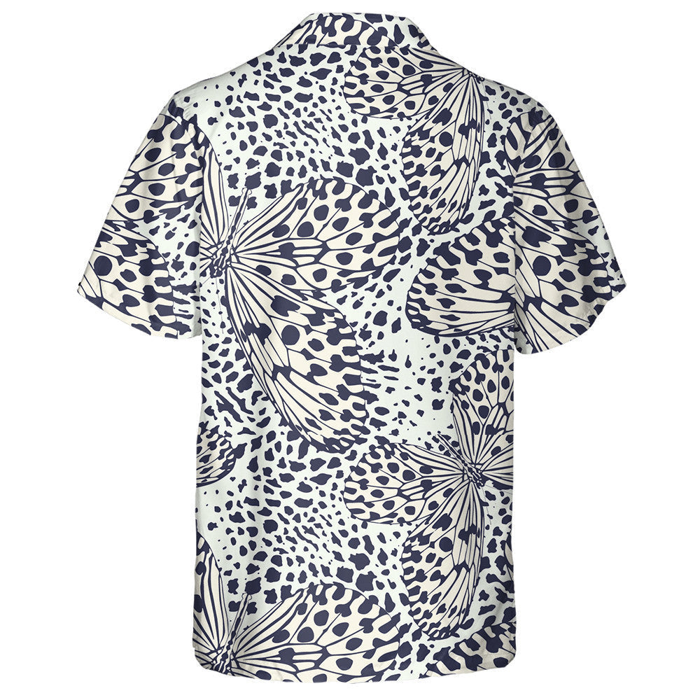 Butterfly On Leopard Trendy Animal Motif Hawaiian Shirt, Hawaiian For Gift