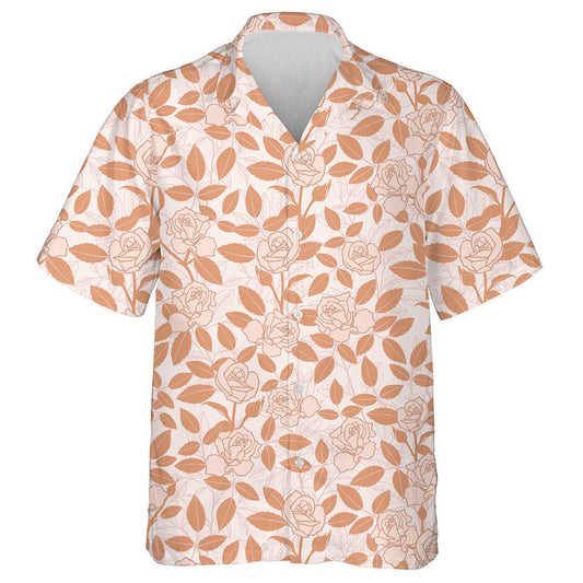 Hand Drawn Rose And Tree Branches In Coral Design Hawaiian Shirt, Hawaiian Shirt Gift, Christmas Gift