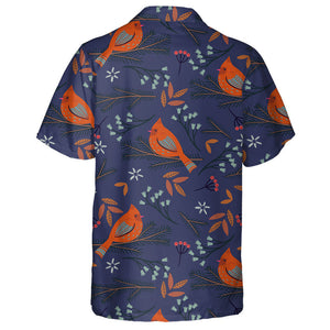 Winter Red Cardinal Bird And Flora Hawaiian Shirt, Hwaiian For Gift