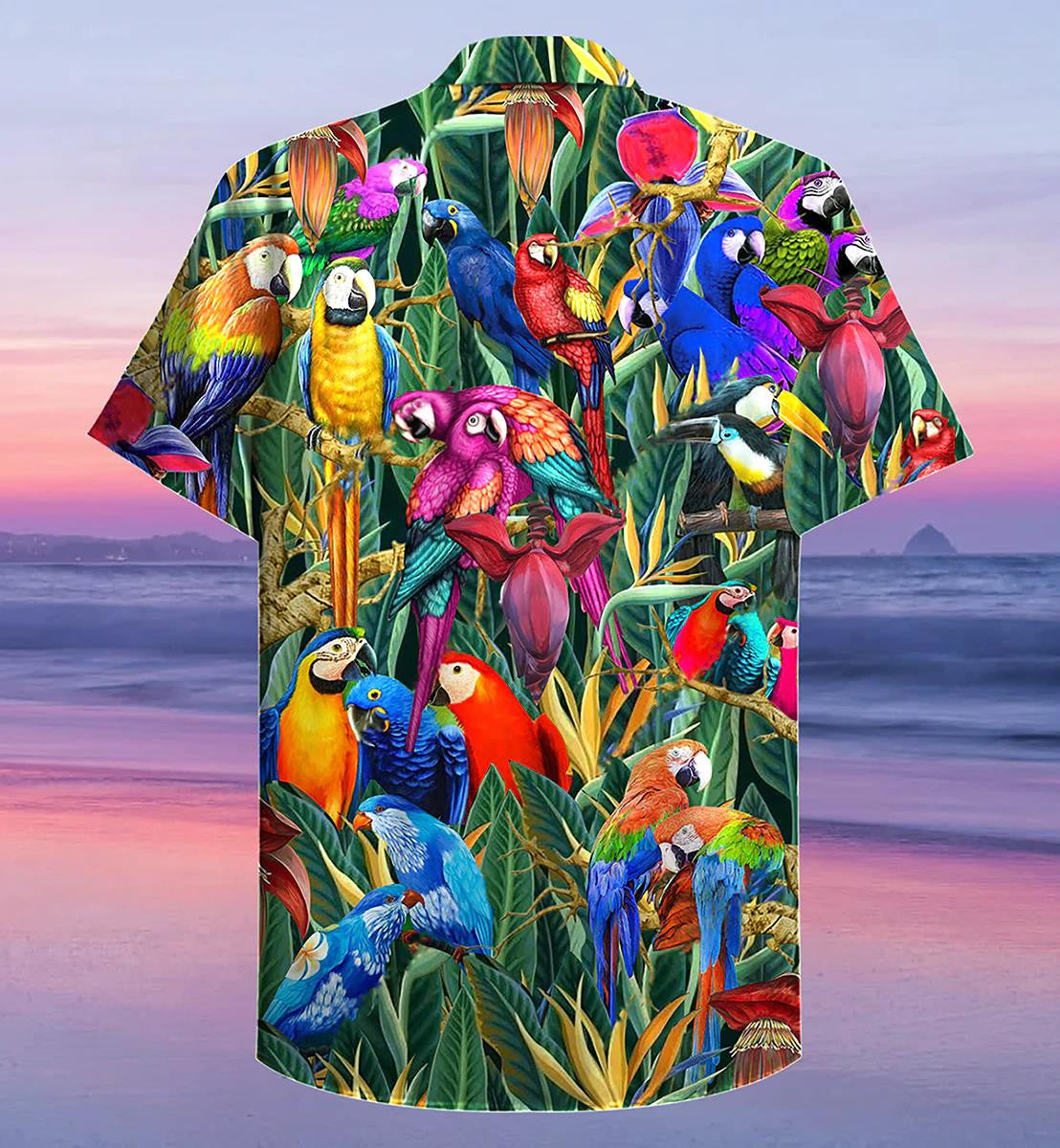 Beautiful Parrot Amazing Tropical Plants All Over Hawaiian Shirt, Hawaiian Shirt Gift, Christmas Gift
