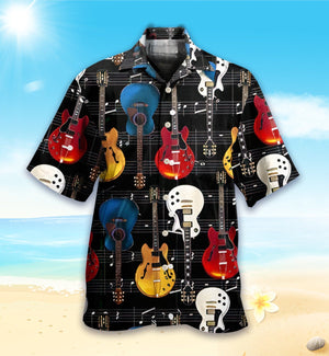 Colorful Guitar Artistic Background Design Hawaiian Shirt, Hawaiian For Gift