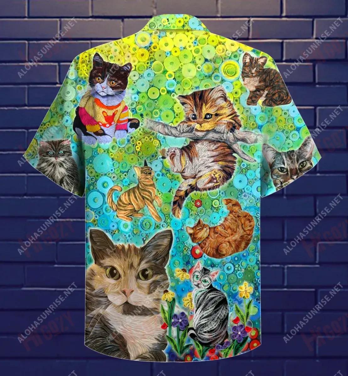 Stay Fluffy Everything'S Gonna Be Alright Cat Unisex Hawaiian Shirt Ocean Short Sleeve Hawaiian Crazy Shirts Hawaiian Shirt Pattern, Hawaiian Shirt Gift, Christmas Gift