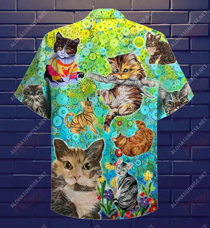 Stay Fluffy Everything'S Gonna Be Alright Cat Unisex Hawaiian Shirt Ocean Short Sleeve Hawaiian Crazy Shirts Hawaiian Shirt Pattern, Hawaiian Shirt Gift, Christmas Gift