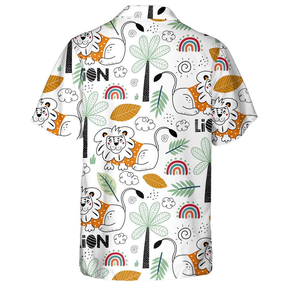 Funny Lion With Flora And Fauna Of Africa Hawaiian Shirt, Hawaiian Shirt Gift, Christmas Gift
