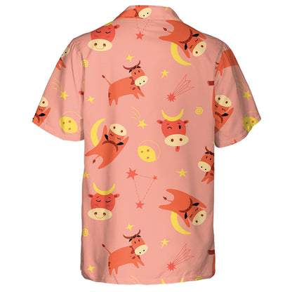 Small Cow And Milk Carton On Blue Background Hawaiian Shirt, Hawaiian Shirt Gift, Christmas Gift