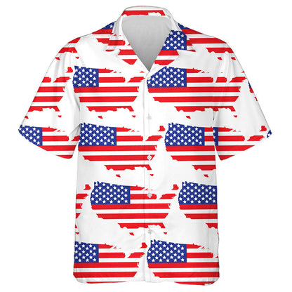 United States Of America Flag Map On White Background Hawaiian Shirt, Hawaiian Shirt Gift, Christmas Gift