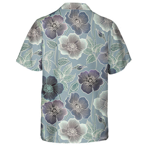 Wonderful Purple Flowers Leaves Branches Hand Drawing Pattern Hawaiian Shirt, Hawaiian Shirt Gift, Christmas Gift