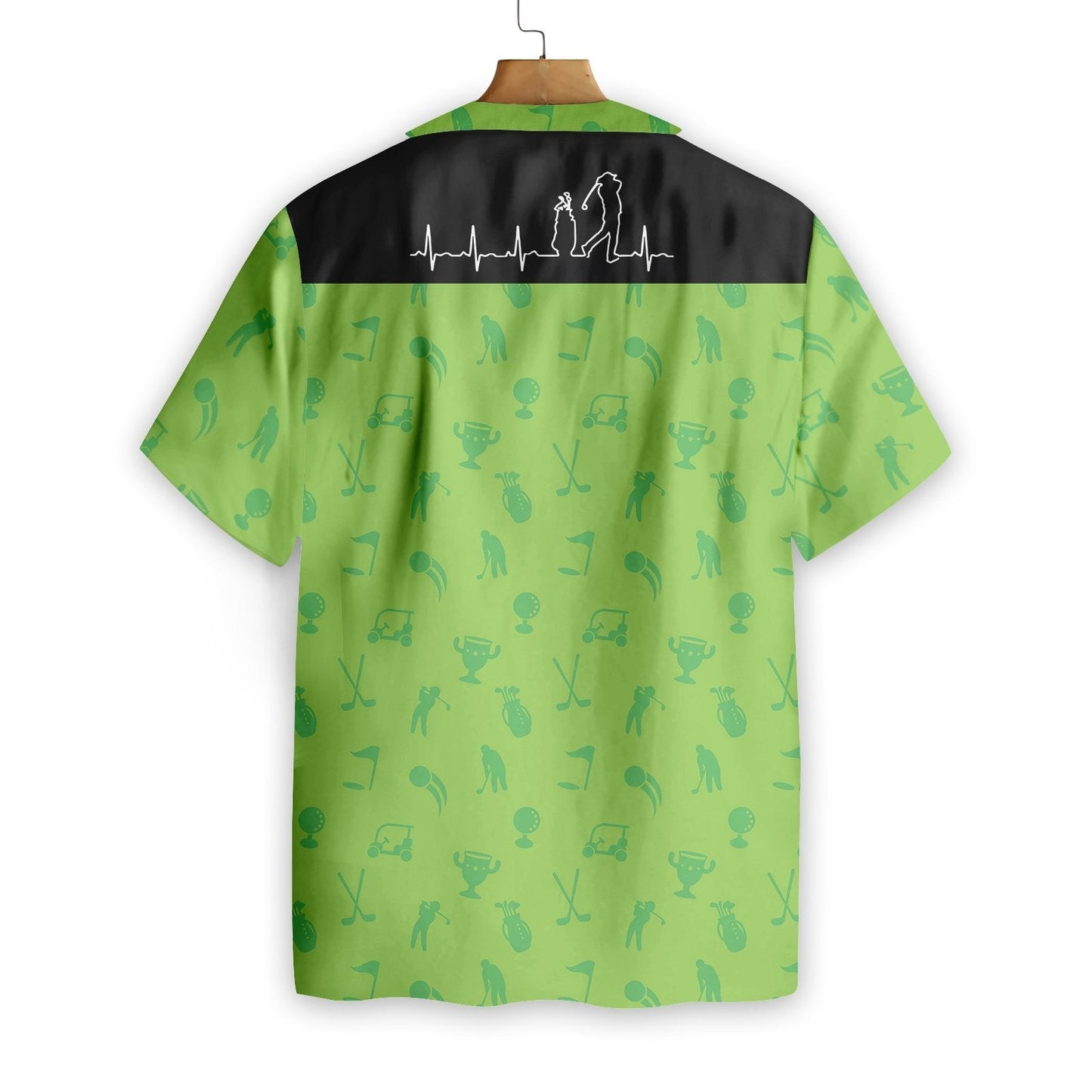 Golf Heartbeat Lifeline Tiny Pattern On Green Theme Hawaiian Shirt, Hawaiian Shirt Gift, Christmas Gift