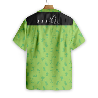 Golf Heartbeat Lifeline Tiny Pattern On Green Theme Hawaiian Shirt, Hawaiian Shirt Gift, Christmas Gift