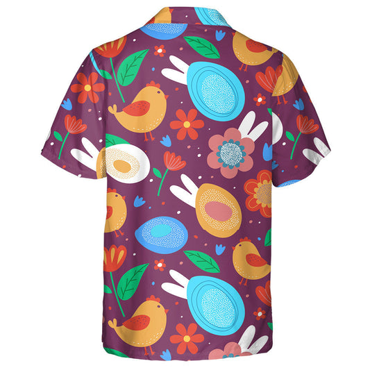 Eggs Chicks Flowers And Bunny Ears For Easter Hawaiian Shirt, Hawaiian Shirt Gift, Christmas Gift