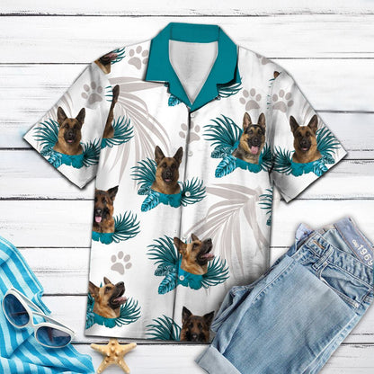 Love German Shepherd Heartbeat Pattern Hawaiian Shirt, Hawaiian For Gift