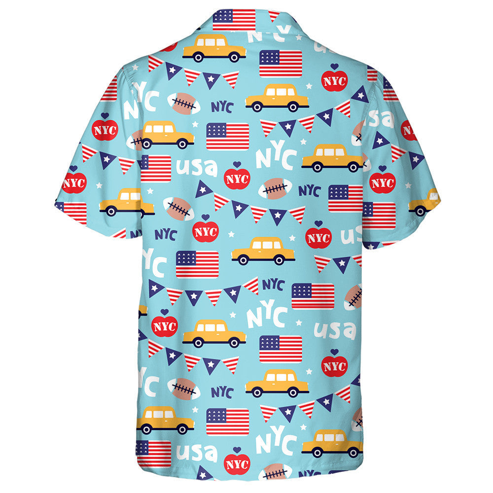 New York City Lovers Independence Day Blue Background Hawaiian Shirt, Hawaiian Shirt Gift, Christmas Gift