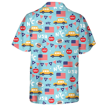 New York City Lovers Independence Day Blue Background Hawaiian Shirt, Hawaiian Shirt Gift, Christmas Gift