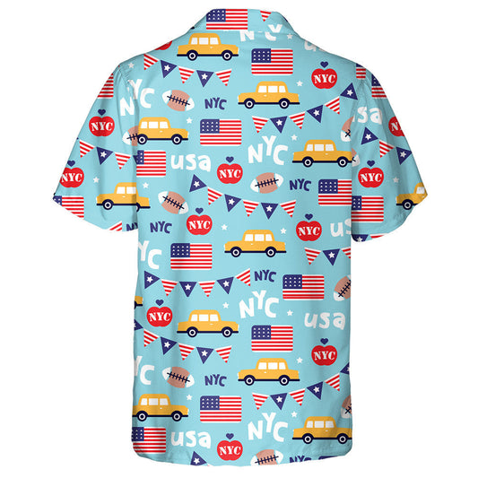 New York City Lovers Independence Day Blue Background Hawaiian Shirt, Hawaiian Shirt Gift, Christmas Gift