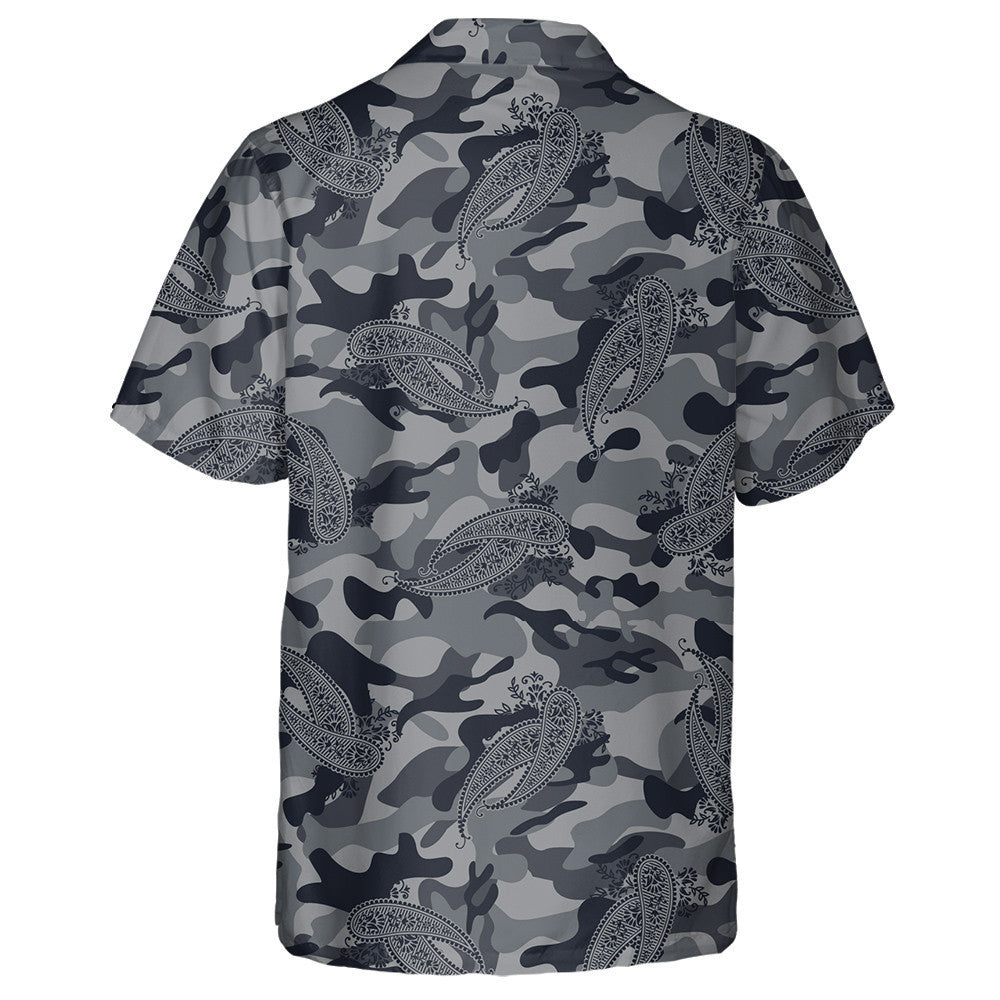 Mandala Paisley Flower Gray Camo Background Pattern Hawaiian Shirt, Hawaiian Shirt Gift, Christmas Gift