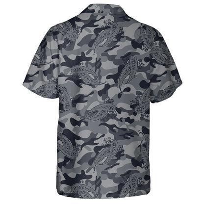 Mandala Paisley Flower Gray Camo Background Pattern Hawaiian Shirt, Hawaiian Shirt Gift, Christmas Gift
