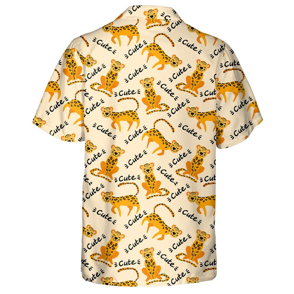 Cute Cartoon Leopards And Lettering On Light Background Hawaiian Shirt, Hawaiian Shirt Gift, Christmas Gift