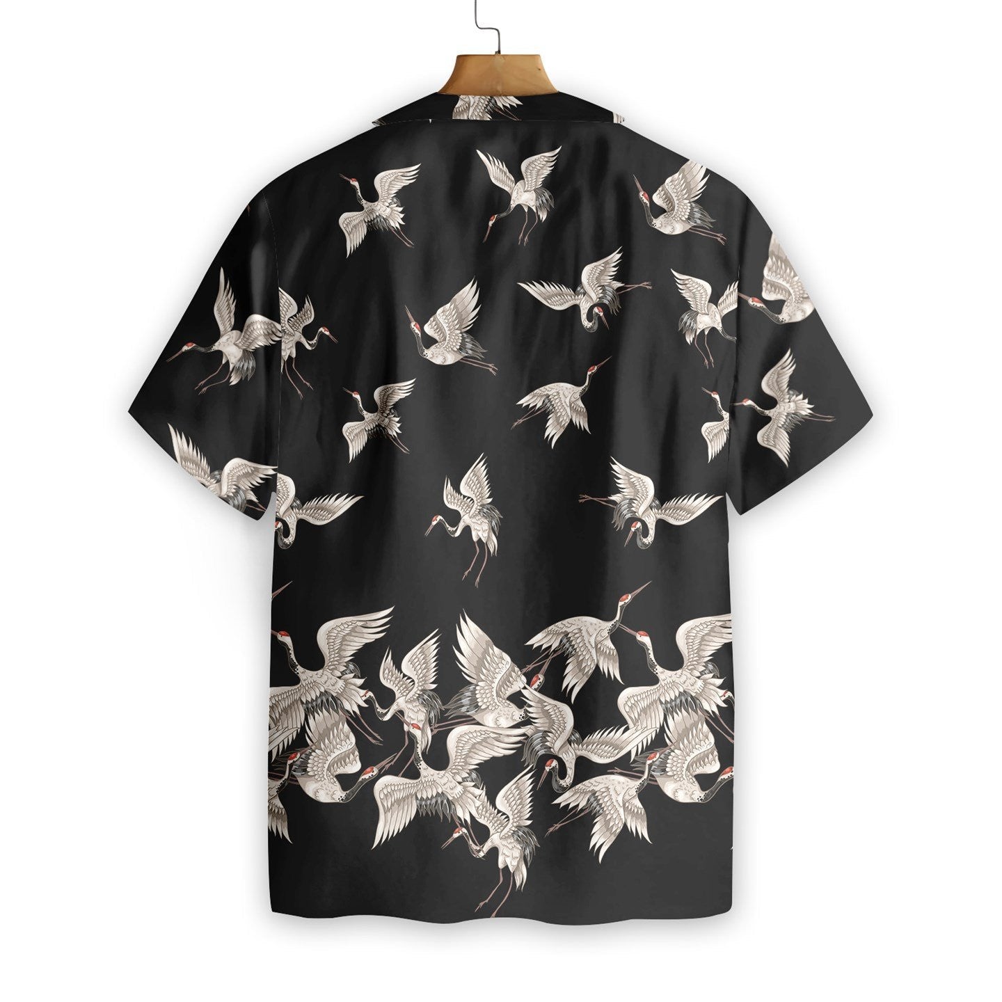 Black And White Design Hawaiian Shirt Oriental Red Headed Crane, Hawaiian Shirt Gift, Christmas Gift