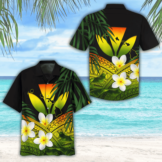 Classic White Floral And Leaves Design Hawaiian Shirt, Hawaiian For Gift