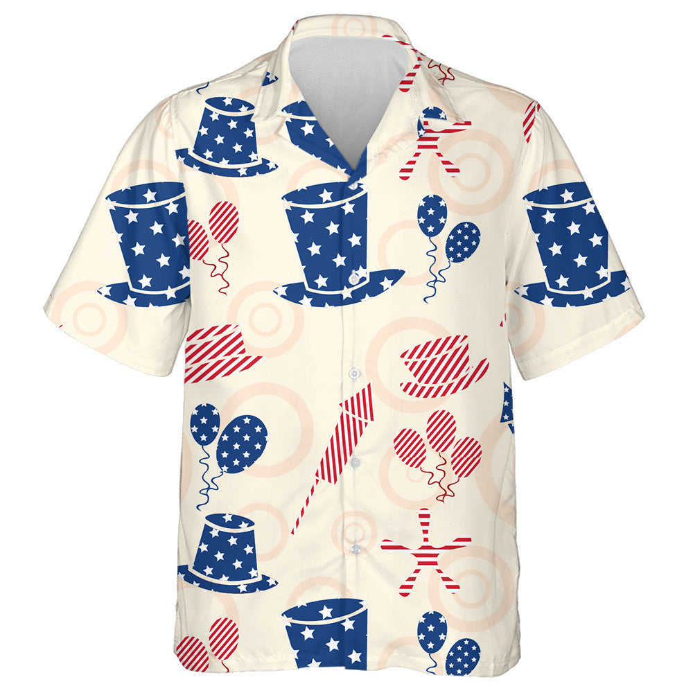 American Independence Day Celebration With Balloon Hat Firework Hawaiian Shirt, Hawaiian Shirt Gift, Christmas Gift