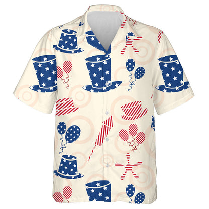 American Independence Day Celebration With Balloon Hat Firework Hawaiian Shirt, Hawaiian Shirt Gift, Christmas Gift