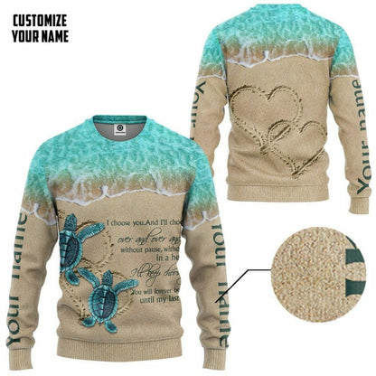 3D Sea Turtle I Choose You Custom Name Tshirt Hoodie Apparel