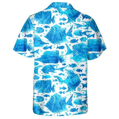 Various Bright Sea Fish Silhouettes On White Background Hawaiian Shirt, Hawaiian Shirt Gift, Christmas Gift