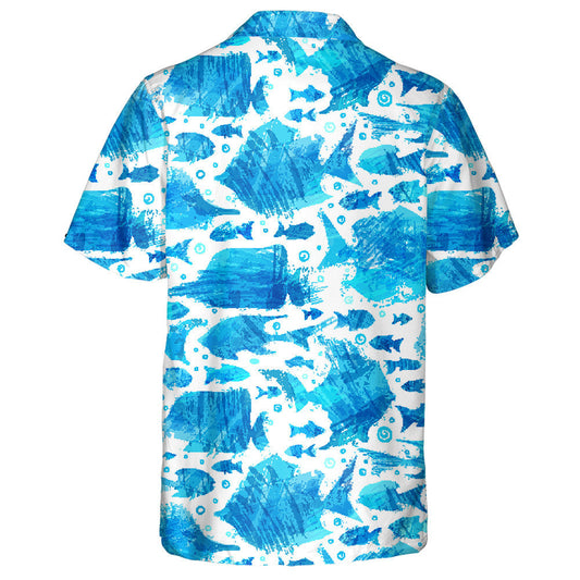 Various Bright Sea Fish Silhouettes On White Background Hawaiian Shirt, Hawaiian Shirt Gift, Christmas Gift