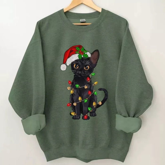 Black Cat Christmas Sweatshirt, Christmas Sweatshirt, Christmas Shirt, Christmas Sweatshirt, Cute Winter Sweatshirt