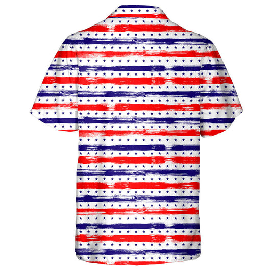 Fourth July Stars Stripes Abstract Painting Pattern Hawaiian Shirt, Hawaiian Shirt Gift, Christmas Gift