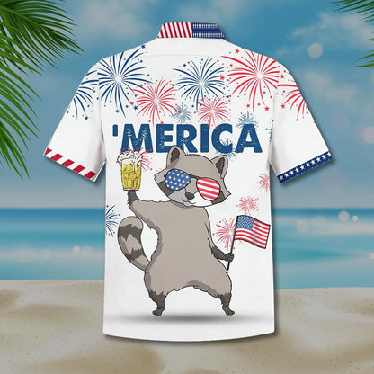 Swag Raccoon Watercolor Design Hawaiian Shirt,Hawaiian Shirt Gift, Christmas Gift