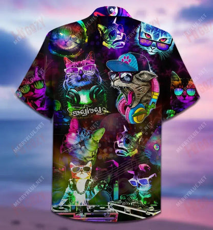 Disco Cats Short Hawaiian Shirt Ocean Aloha Shirt Best Hawaiian Shirts Hawaiian Shirts For Women, Hawaiian Shirt Gift, Christmas Gift