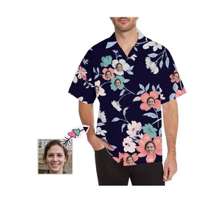 Custom Face Flower Branch Men's All Over Print Hawaiian Shirt, Hawaiian Shirt Gift, Christmas Gift