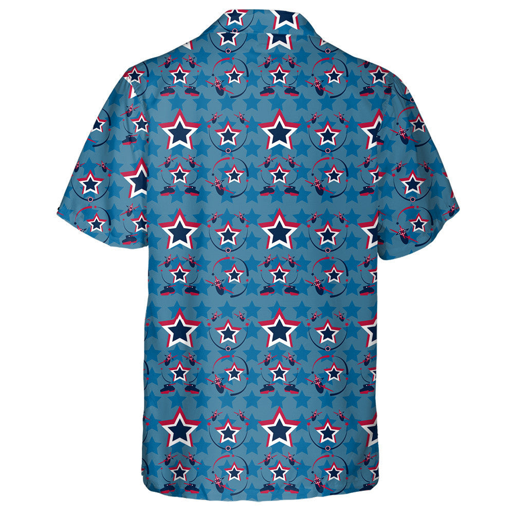 Vintage Patriotic American Airplane Tank And Star Hawaiian Shirt, Hawaiian Shirt Gift, Christmas Gift