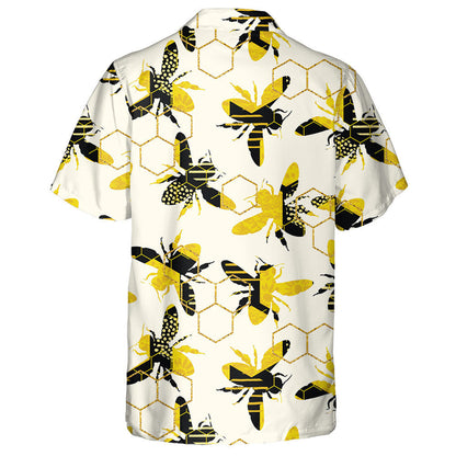 Hand Drawn Geometric With Bees Modern Hawaiian Shirt, Hawaiian For Gift
