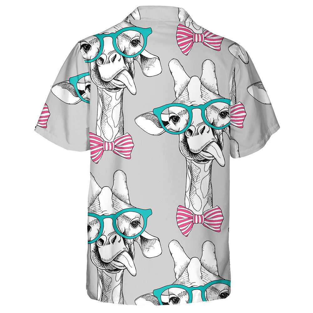 Hand Drawn Giraffe Stick Out The Tongue Pattern Hawaiian Shirt, Hawaiian Shirt Gift, Christmas Gift