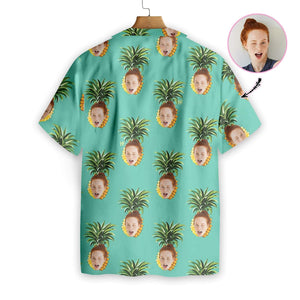 Funny Face In Pineapples Custom Photo Hawaiian Shirt,Hawaiian Shirt Gift, Christmas Gift