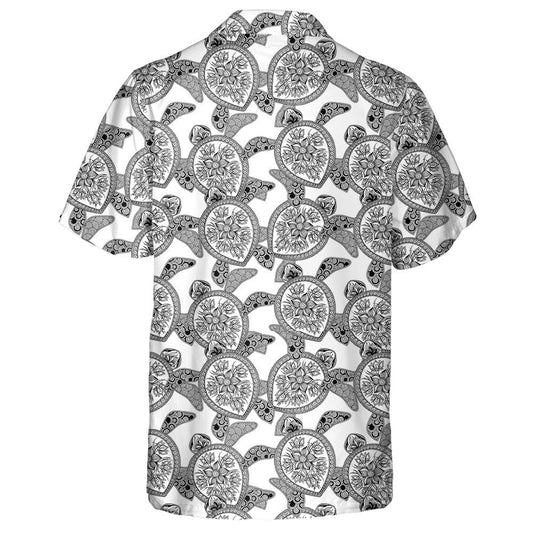 Sea Turtle Ocean Drawn In Line Art Style Hawaiian Shirt, Hawaiian Shirt Gift, Christmas Gift