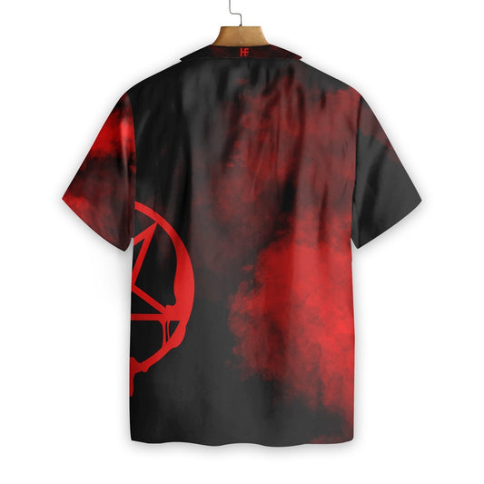 Pentagram Satanic Goth Gothic Black And Red Pattern Hawaiian Shirt, Hawaiian Shirt Gift, Christmas Gift