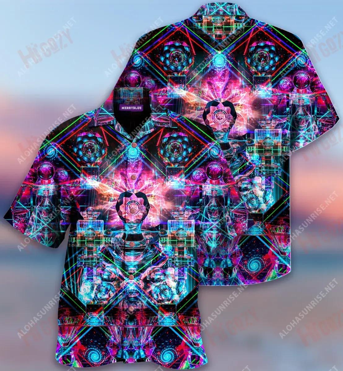 Kaleidoscope Glass Colorful Lazer Unisex Hawaiian Shirt Vacation Short Sleeve Tactical Hawaiian Shirt Hawaiian Shirts For Women, Hawaiian Shirt Gift, Christmas Gift