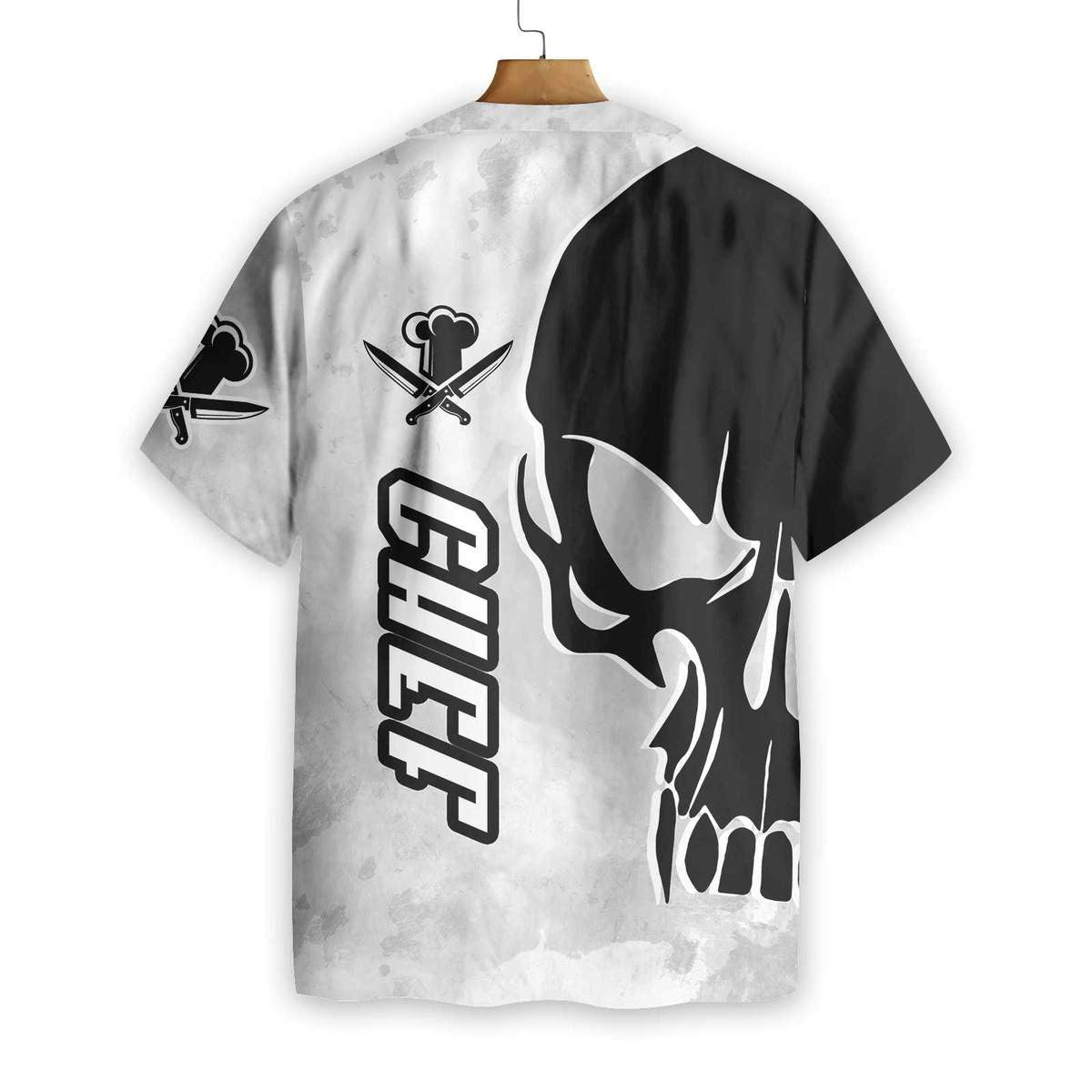 Chef & Knife Skull Pattern Hawaiian Shirt, Hawaiian For Gift
