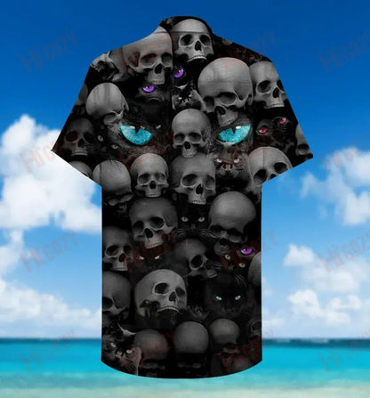 Cats Love Skull Unisex Short Sleeve Shirt Hobbies Hawaiian T Shirts Tactical Hawaiian Shirt Hawaiian Shirt Pattern, Hawaiian Shirt Gift, Christmas Gift