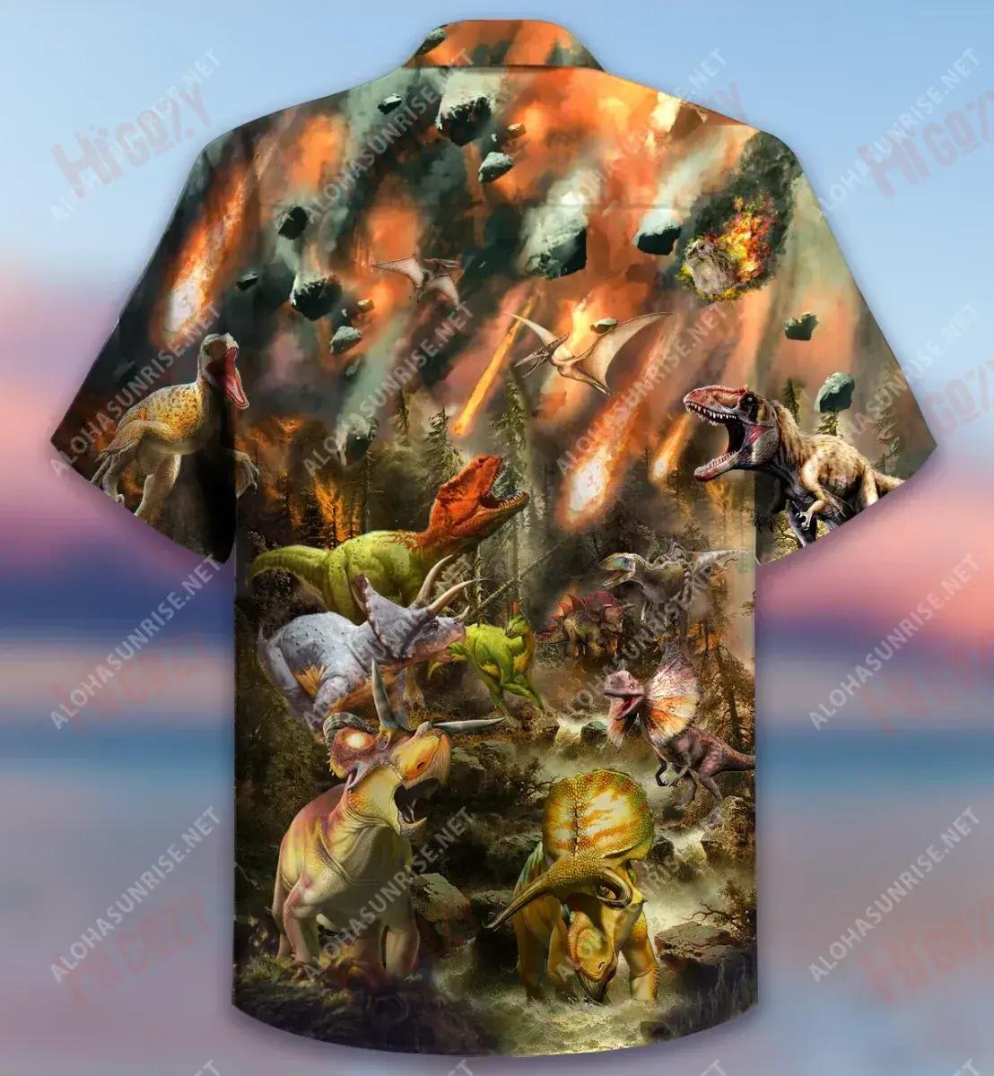 Dinosaurs End Of An Era Unisex Short Sleeve Shirt Summer Hawaiian T Shirts Hawaiian Crazy Shirts Hawaiian Shirts For Men, Hawaiian Shirt Gift, Christmas Gift