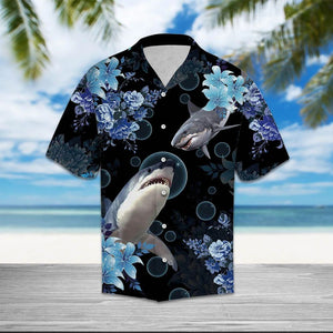 Awesome Shark Into The Ocean Pattern Hawaiian Shirt, Hawaiian For Gift