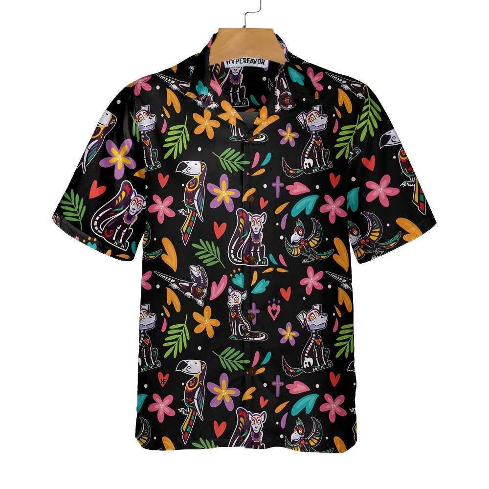 Day Of The Dead Skeleton Animals Hawaiian Shirt,Hawaiian Shirt Gift, Christmas Gift